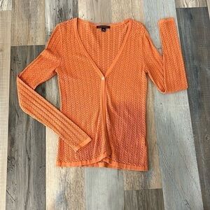 Banana Republic Women’s Orange Cardigan V Neck Silk Blend Sz XS Long Sleeve